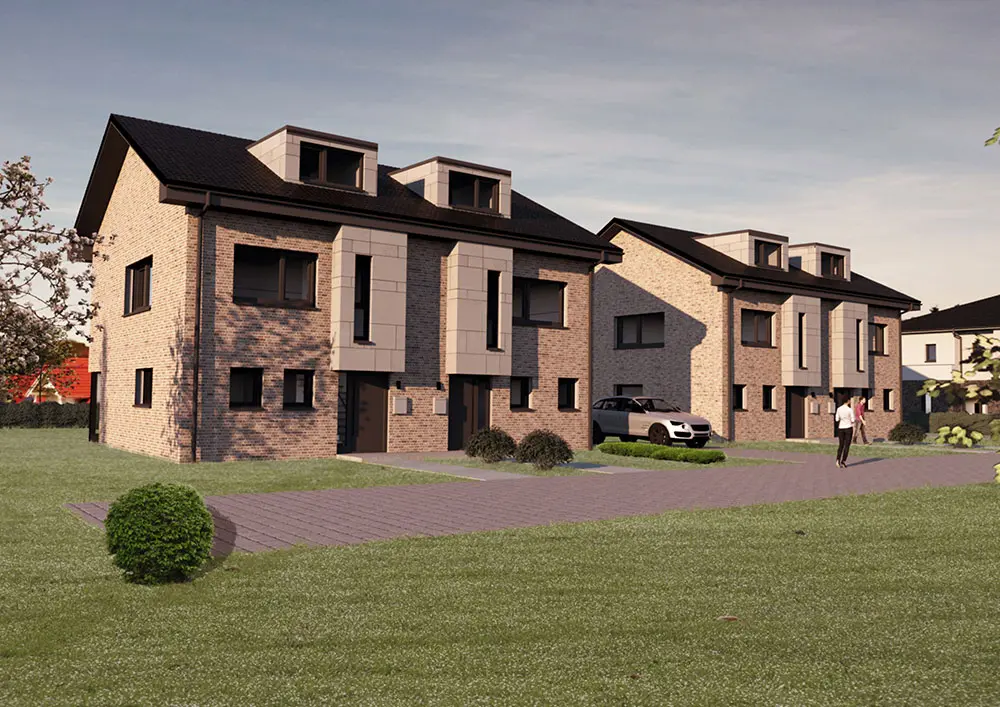 3D-Visualisierung Mehrfamilienhaus Frontansicht