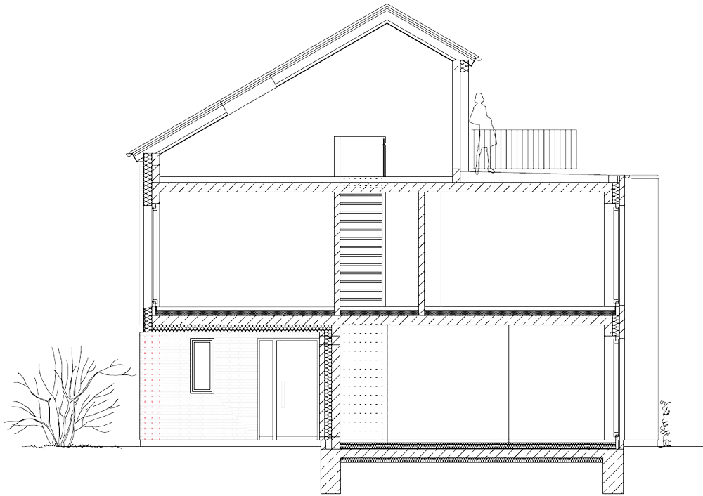 Zeichnung Querschnitt Haus
